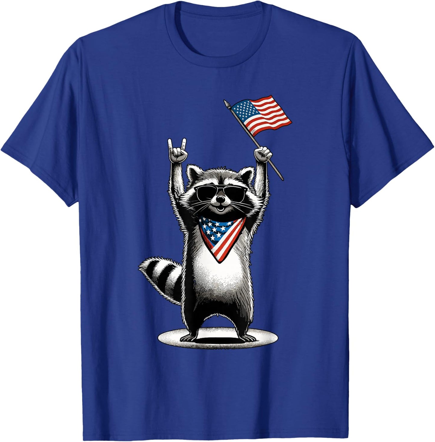 USA Patriotic Raccoon Men Women Kids Funny 4th of July T-Shirt - T-Shirt | Royal