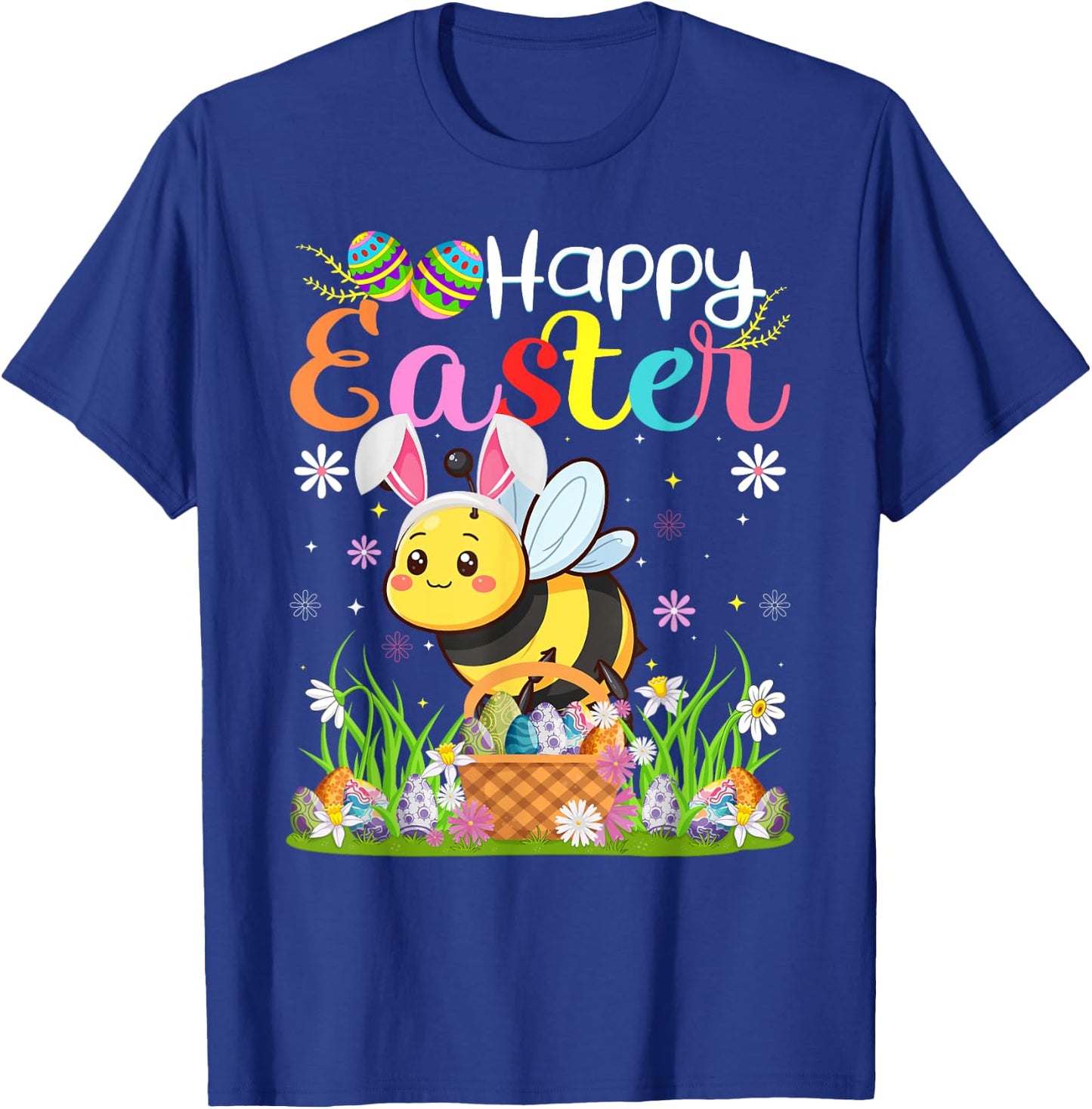 Bees Happy Easter Egg Hunt Bunny Ear Bees Easter T-Shirt - T-Shirt | Royal