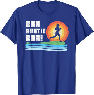 Run Auntie Run! Retro Style Vintage Race Cheering T-Shirt - T-Shirt | Royal