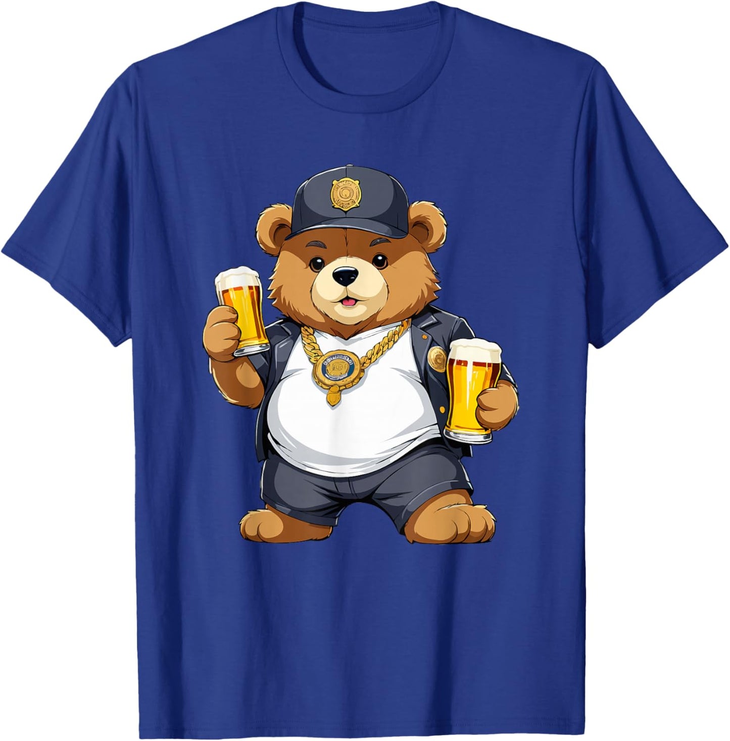 Big Fat Teddy Bear Gangster in Hip Hop Street Clothes T-Shirt - T-Shirt | Royal