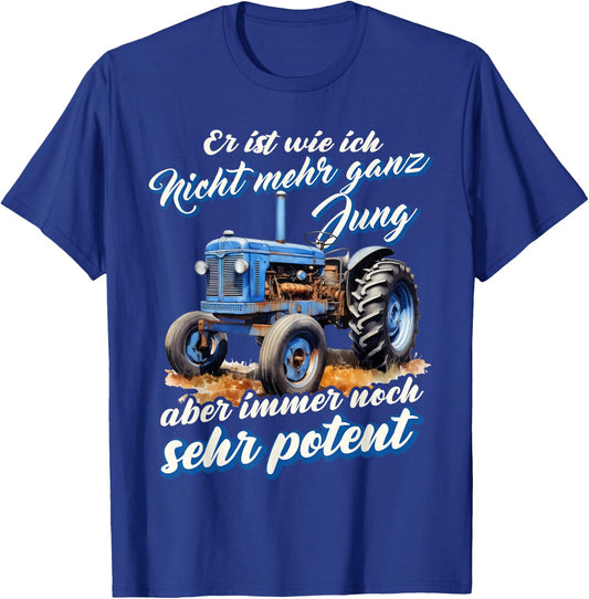 Tractor Farmer Very Potent Tug Old Tractors Humour T-Shirt - T-Shirt | Royal