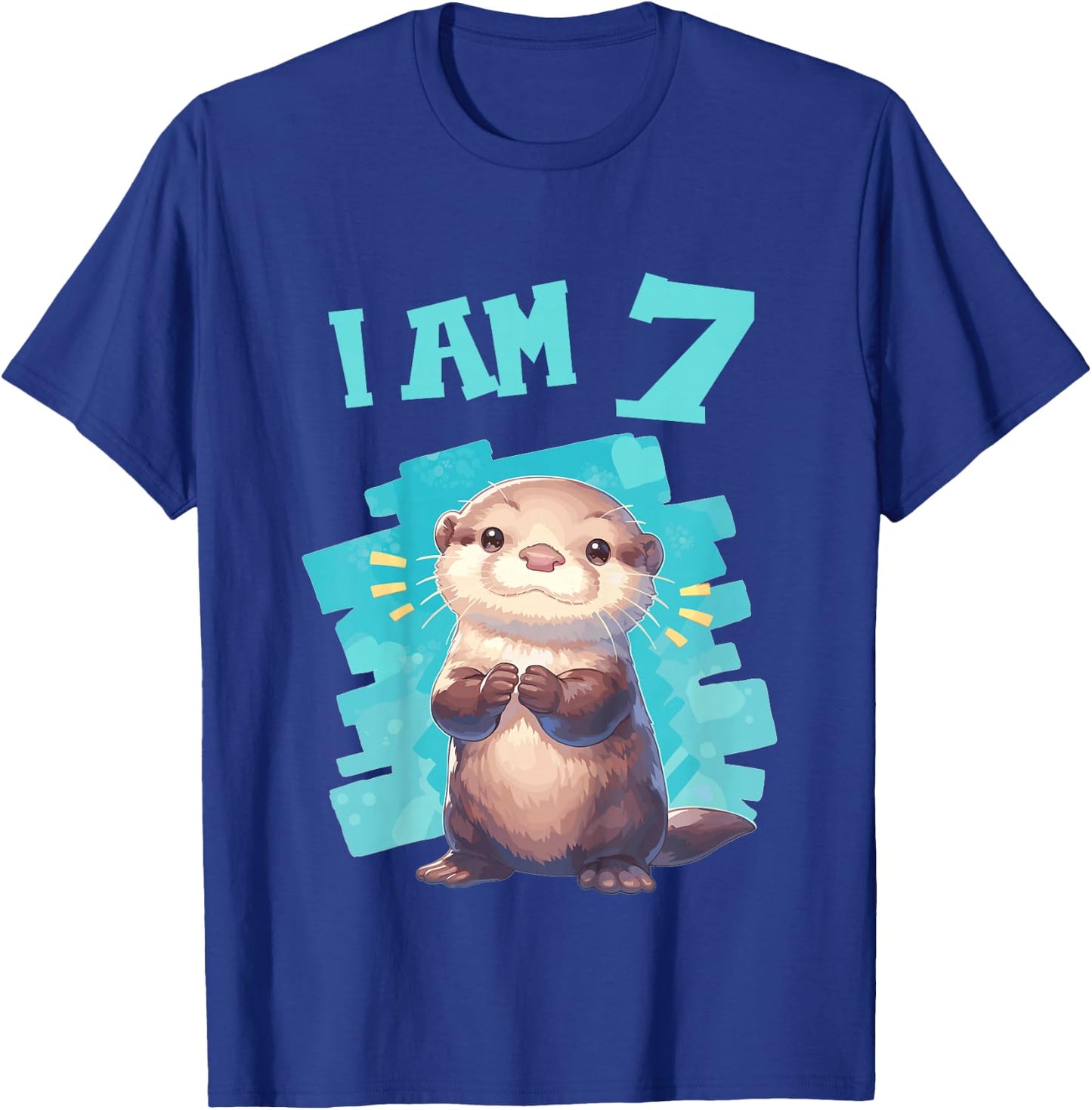 7 Years old 7 birthday Otters Boy Girl Otter T-Shirt - T-Shirt | Royal