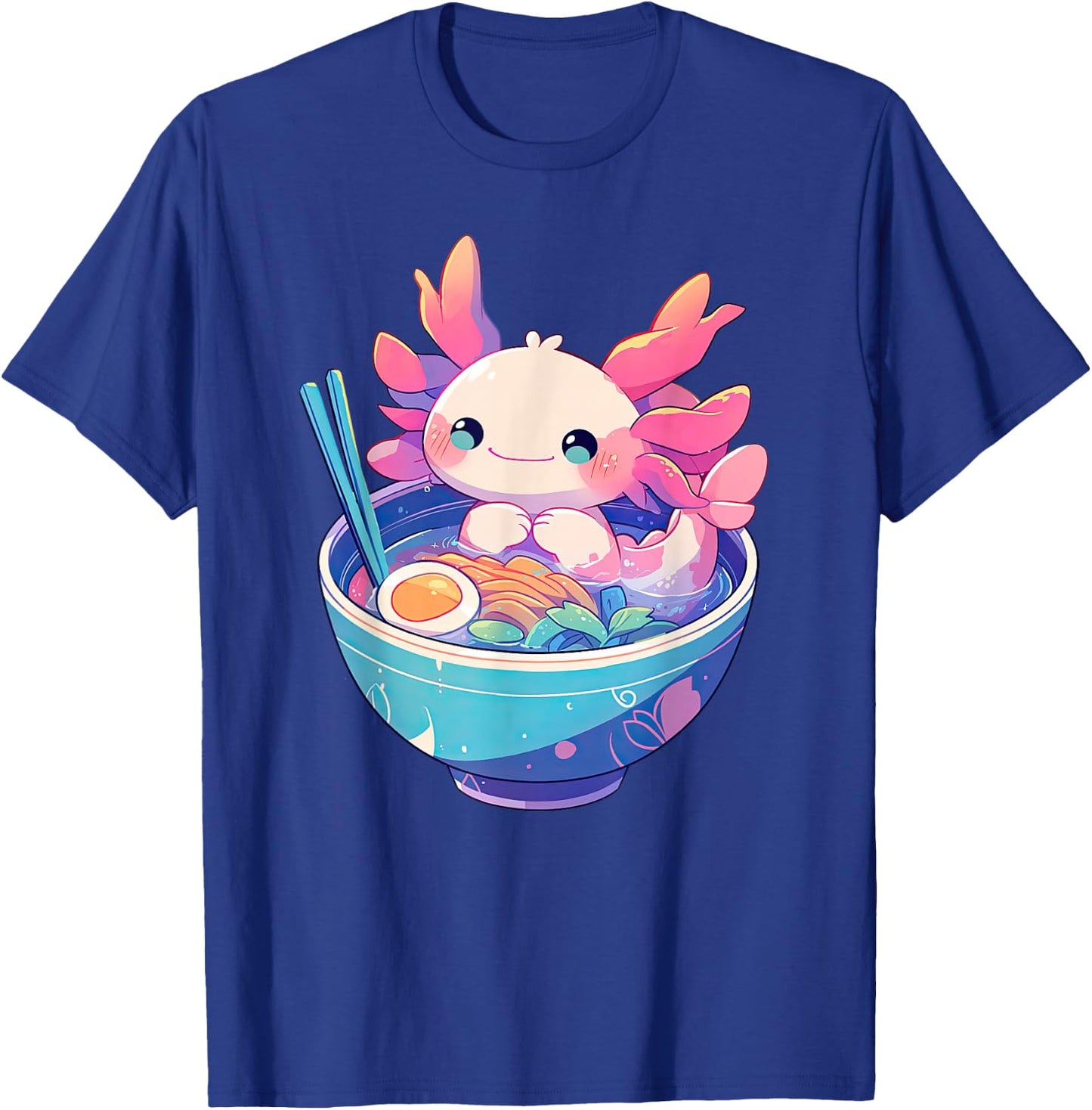 Kawaii Pastel Goth Cute Pink Axolotl in a Bowl of Ramen T-Shirt - T-Shirt | Royal