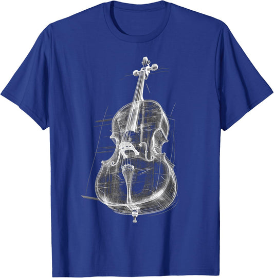 Cello Music Instrument Motif Illustration Cello T-Shirt - T-Shirt | Royal
