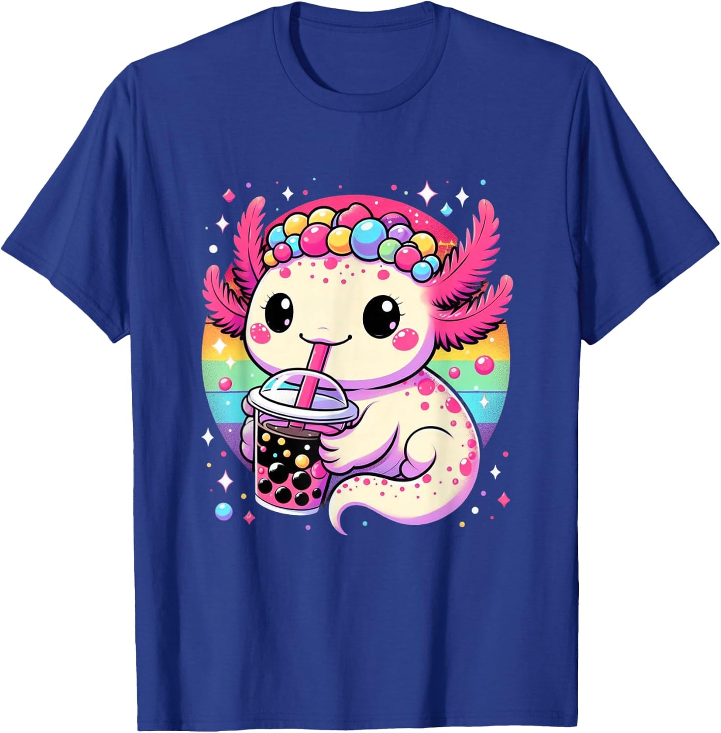 Axolotl Boba Tea Kawaii Neko Japanese Bubble Tea for Girls T-Shirt - T-Shirt | Royal