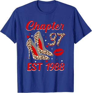 Chapter 37 EST 1988 37th Birthday Women 37 Year Old T-Shirt - T-Shirt | Royal