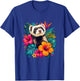 Colorful Ferret in Tropical Hibiscus Flowers Summer T-Shirt - T-Shirt | Royal