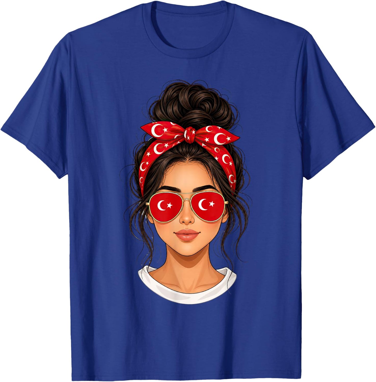 Messy Bun Türkisches Mädchen Türkei Flagge Bandana Sonnenbrille T-Shirt - T-Shirt | Royal