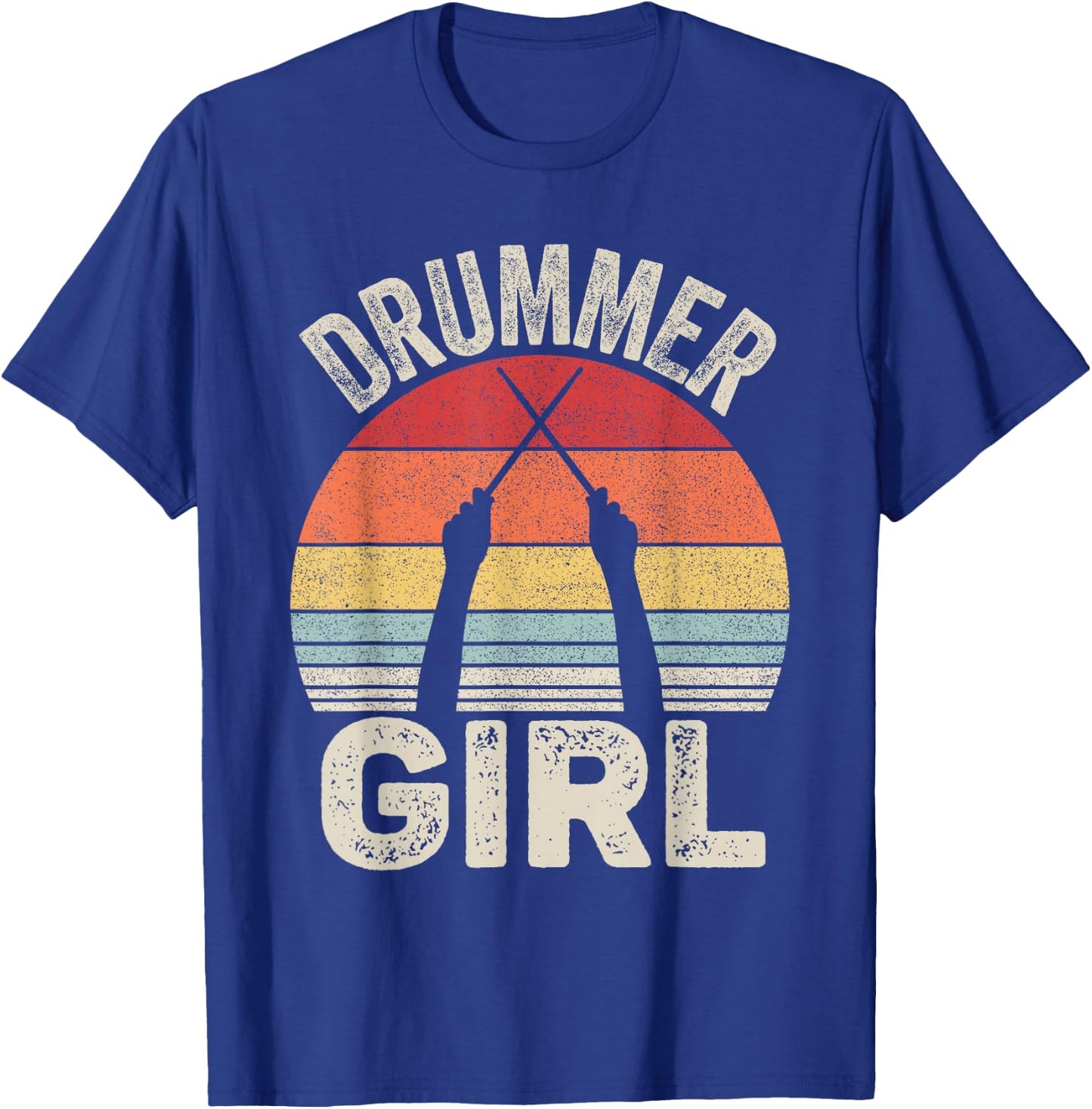 Vintage Retro Drummer Girl T-Shirt - T-Shirt | Royal