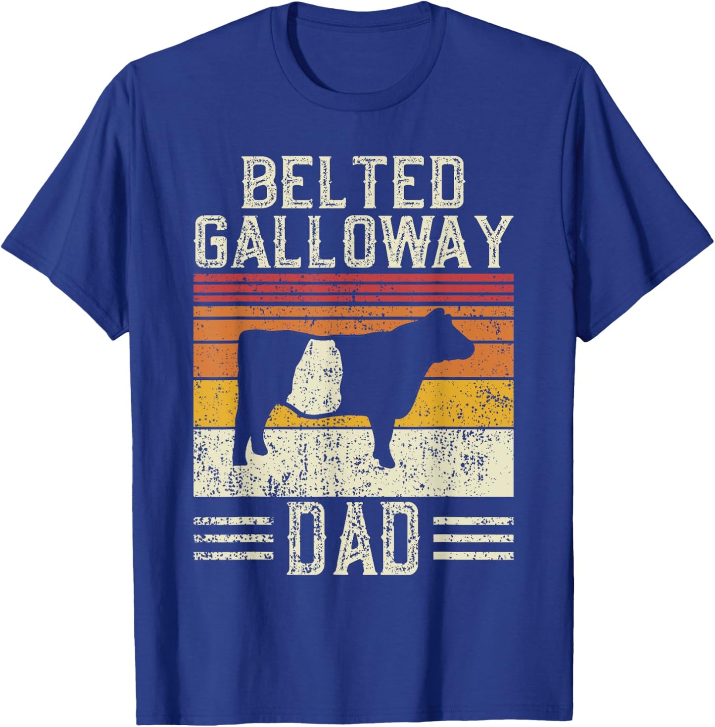 Best Cow Dad Men - Vintage Cattle Belted Galloway T-Shirt - T-Shirt | Royal