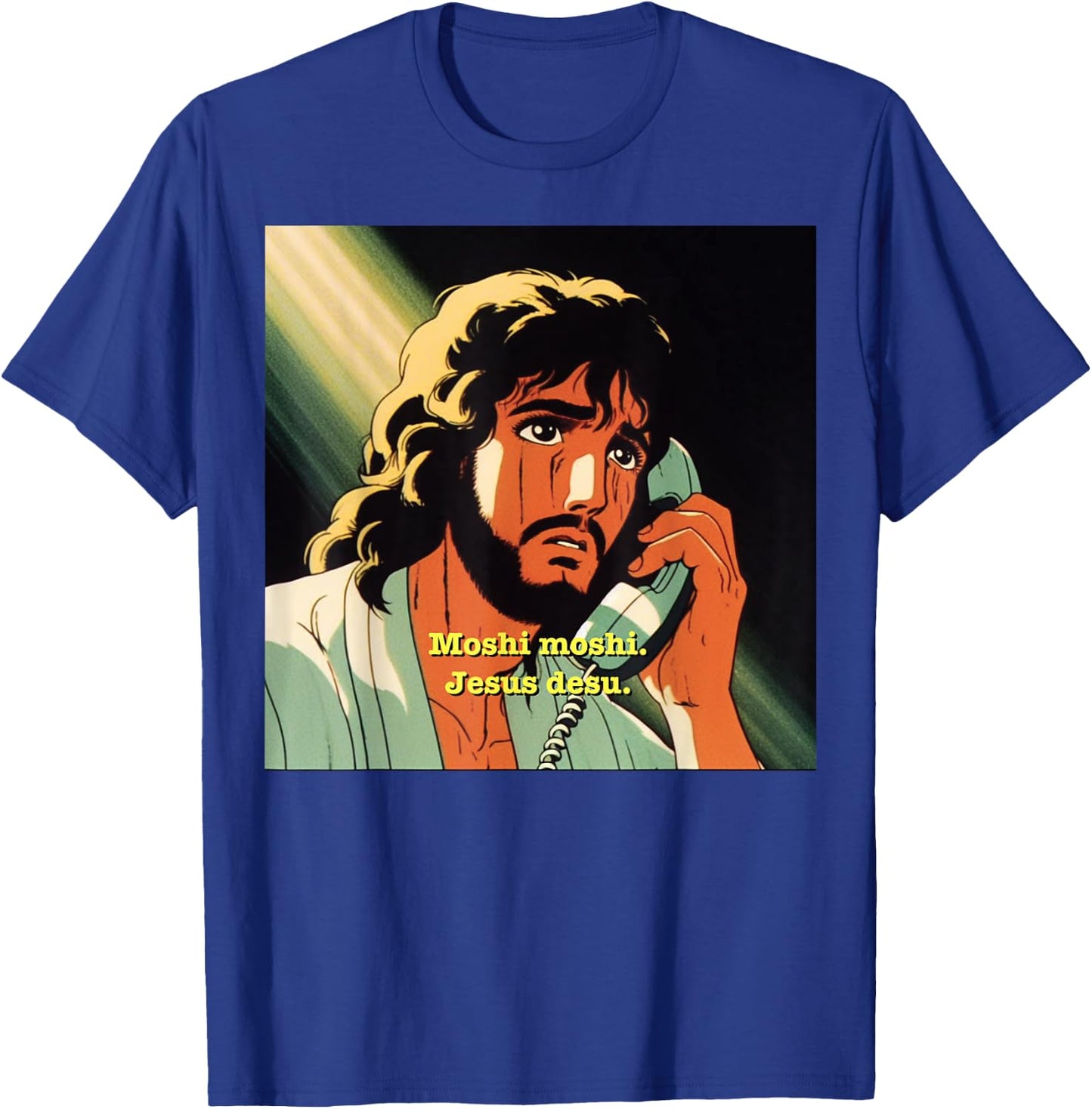 Funny Jesus Meme - Christian Anime Moshi Moshi T-Shirt - T-Shirt | Royal