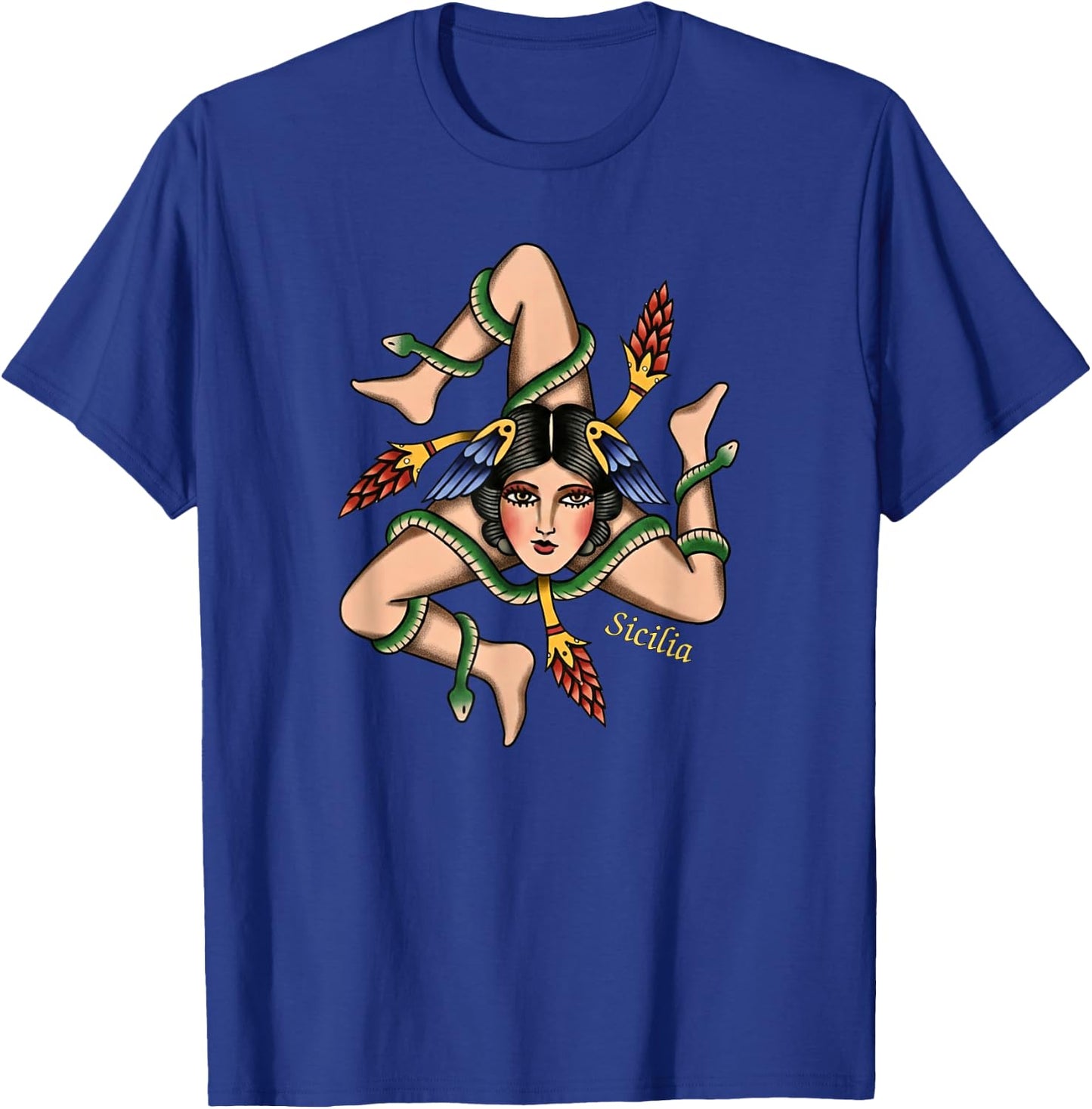 Sicilian Trinacria Old School Tattoo Style Triskelion T-Shirt - T-Shirt | Royal
