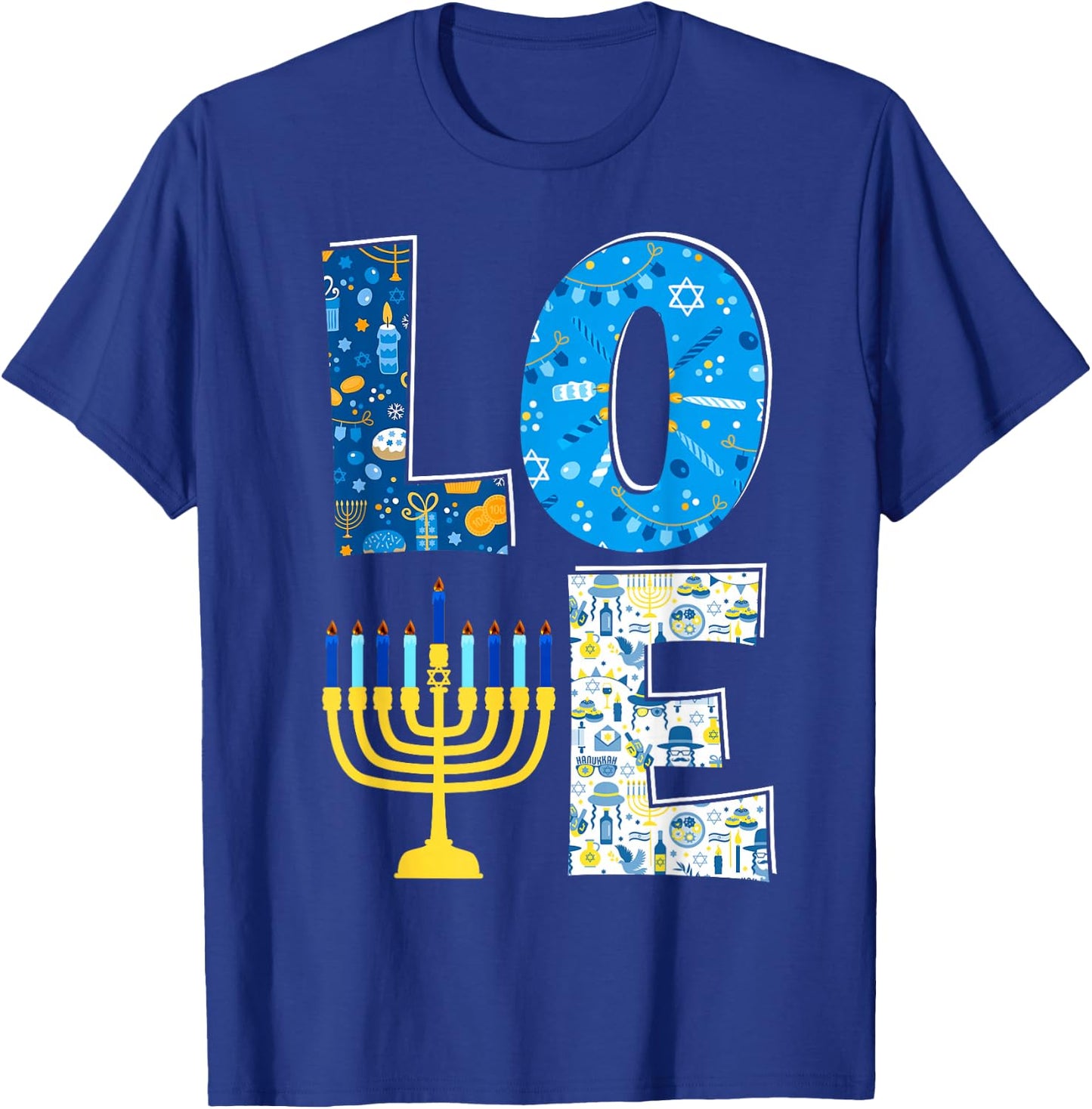 Love Cute Hanukkah Decoration Menorah Pajama Matching Family T-Shirt - T-Shirt | Royal