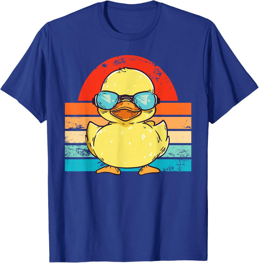 Cool Retro Yellow Duck in Sunglasses 70s 80s Funny Duck T-Shirt - T-Shirt | Royal