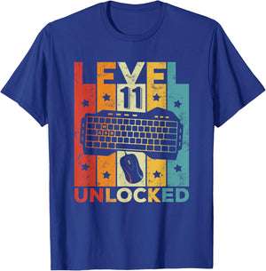 Level 11 Unlocked Gaming Keyboard 11 Birthday Boy Girl Gamer T-Shirt - T-Shirt | Royal