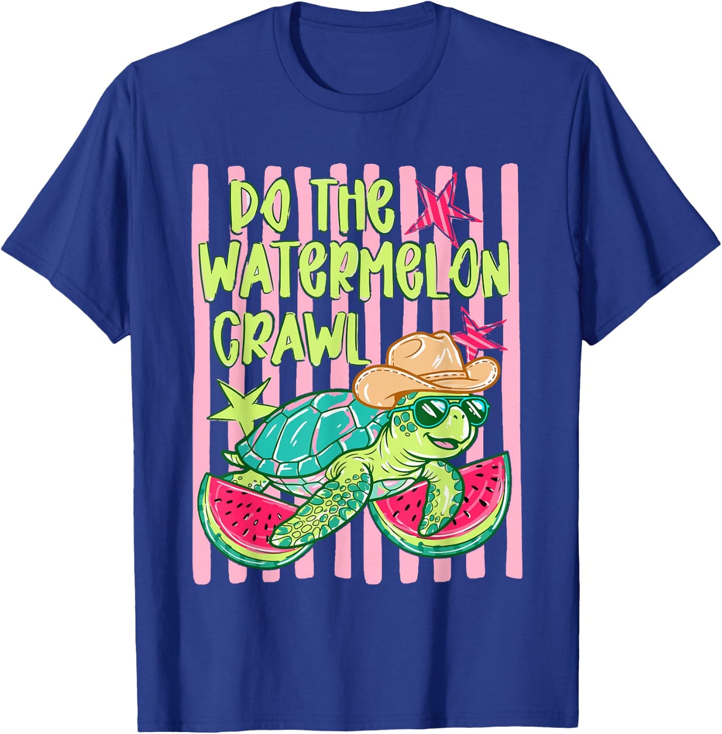 Striped Turtle Summer Fruit Vacation Do The Watermelon Crawl T-Shirt - T-Shirt | Royal