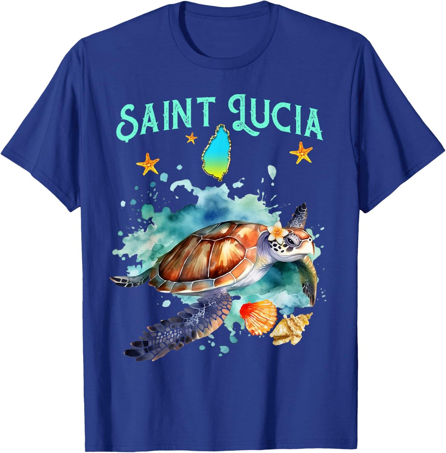 Tortue Marine De L'île De Sainte-Lucie Homme Femme Enfant T-Shirt - T-Shirt | Royal
