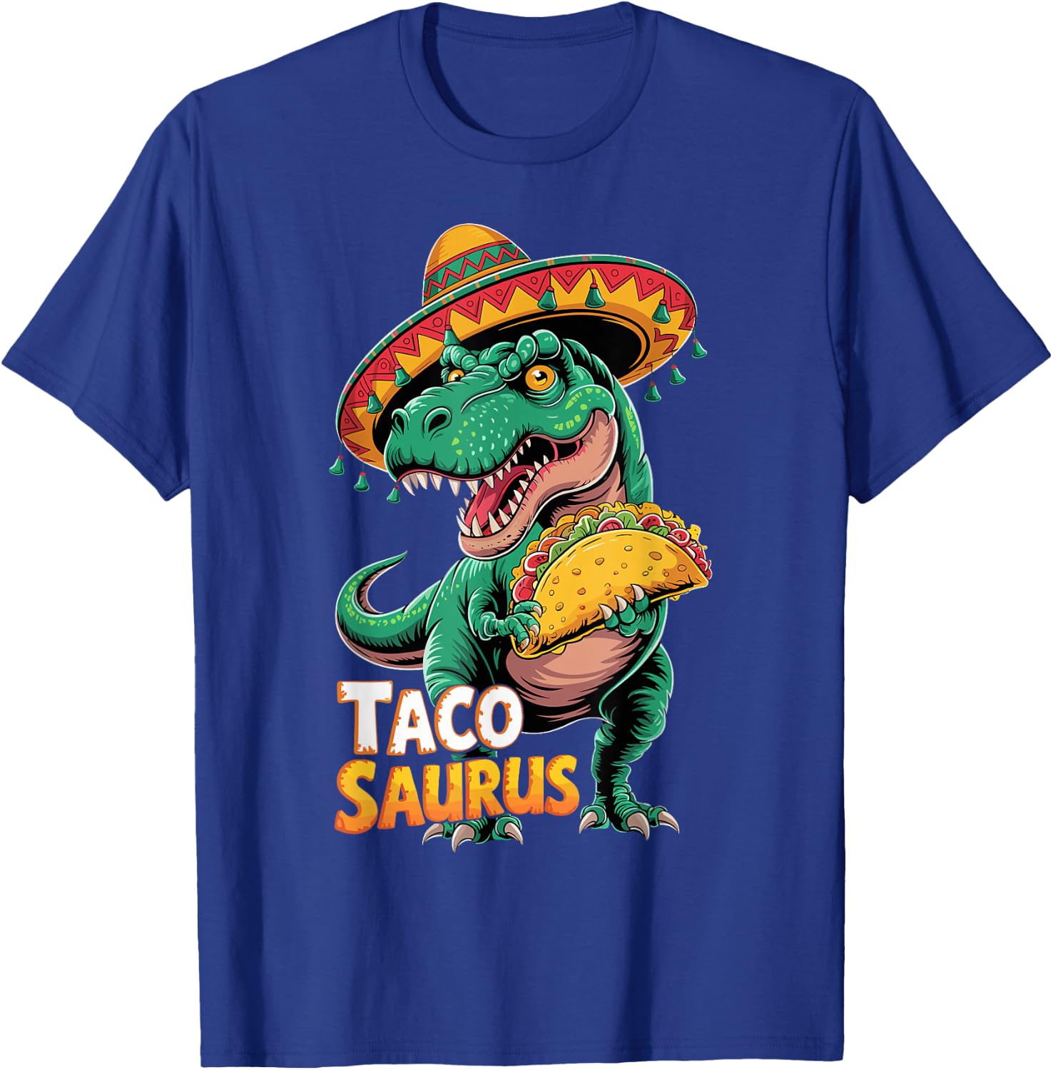 Funny Mexican Tacosaurus Trex Dinosaur Outfit Cinco De Mayo T-Shirt - T-Shirt | Royal