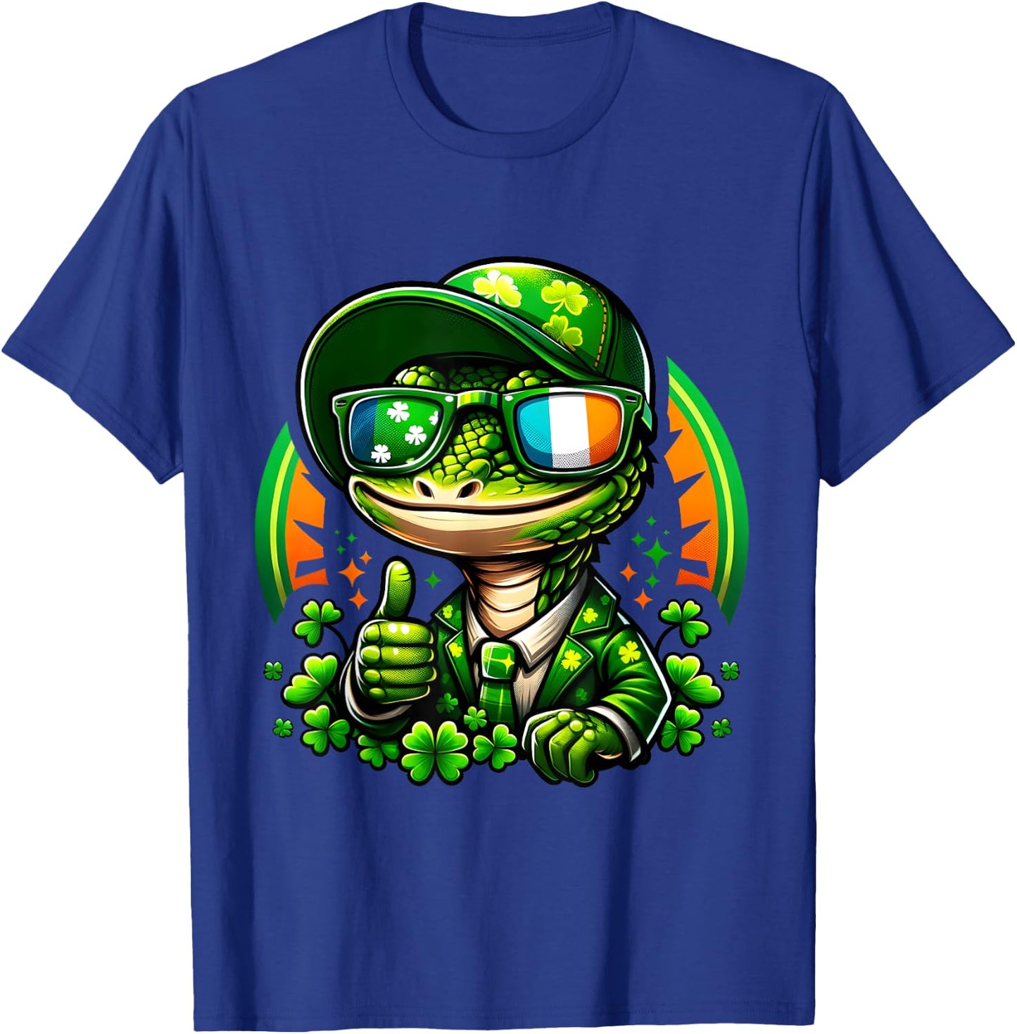 St Patrick's Day Funny Lizard Lucky Charm Clover Adult Kids T-Shirt - T-Shirt | Royal