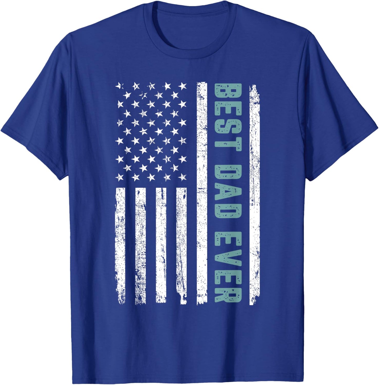 Best Dad Ever With US American Flag Father's Day T-Shirt - T-Shirt | Royal