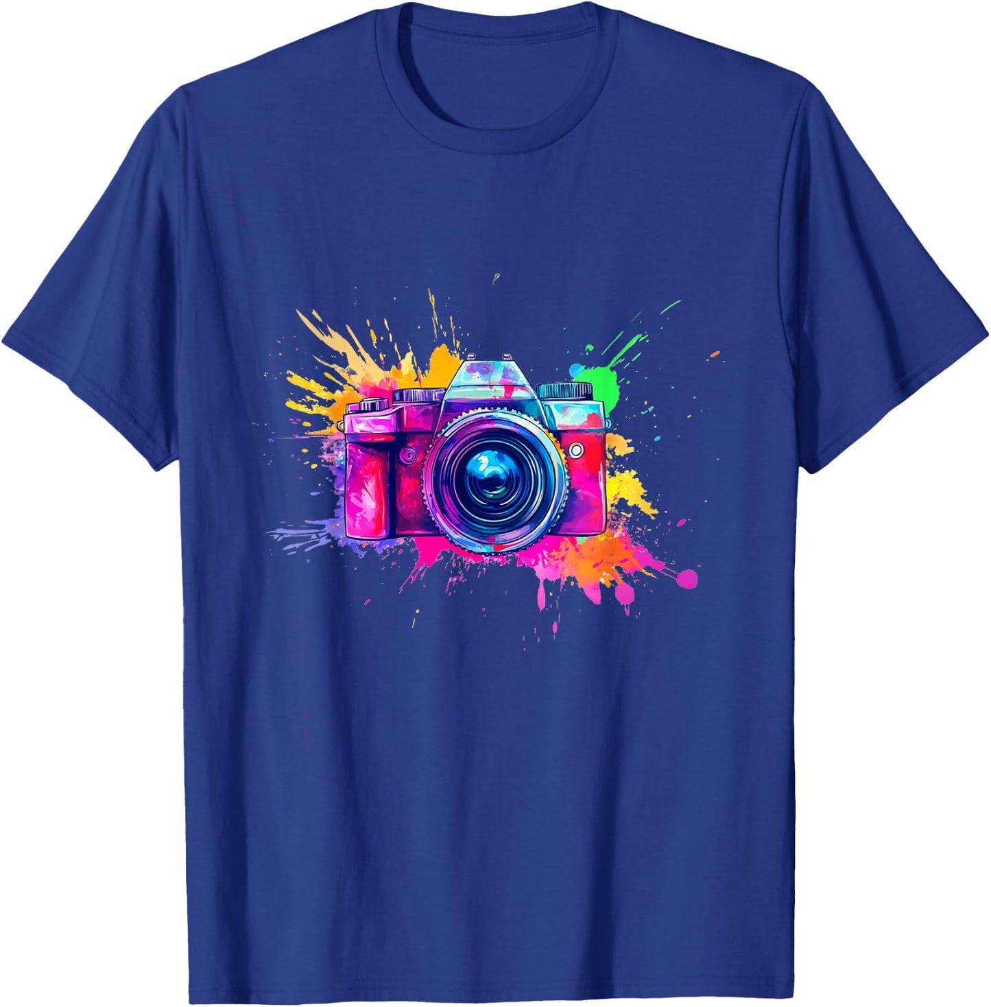 Artistic touch with camera and bright colors , Black, S T-Shirt - T-Shirt | Royal