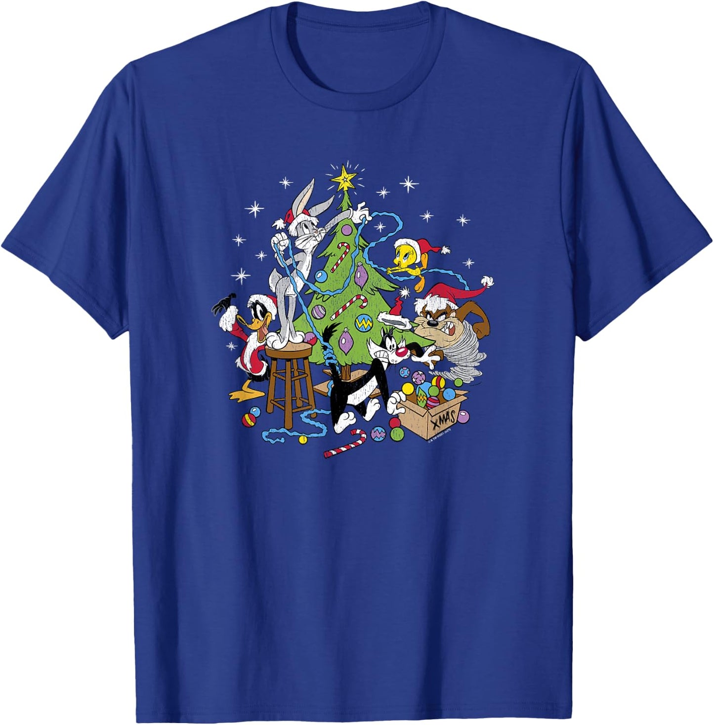 Looney Tunes Christmas Group Shot Decorate The Tree T-Shirt - T-Shirt | Royal