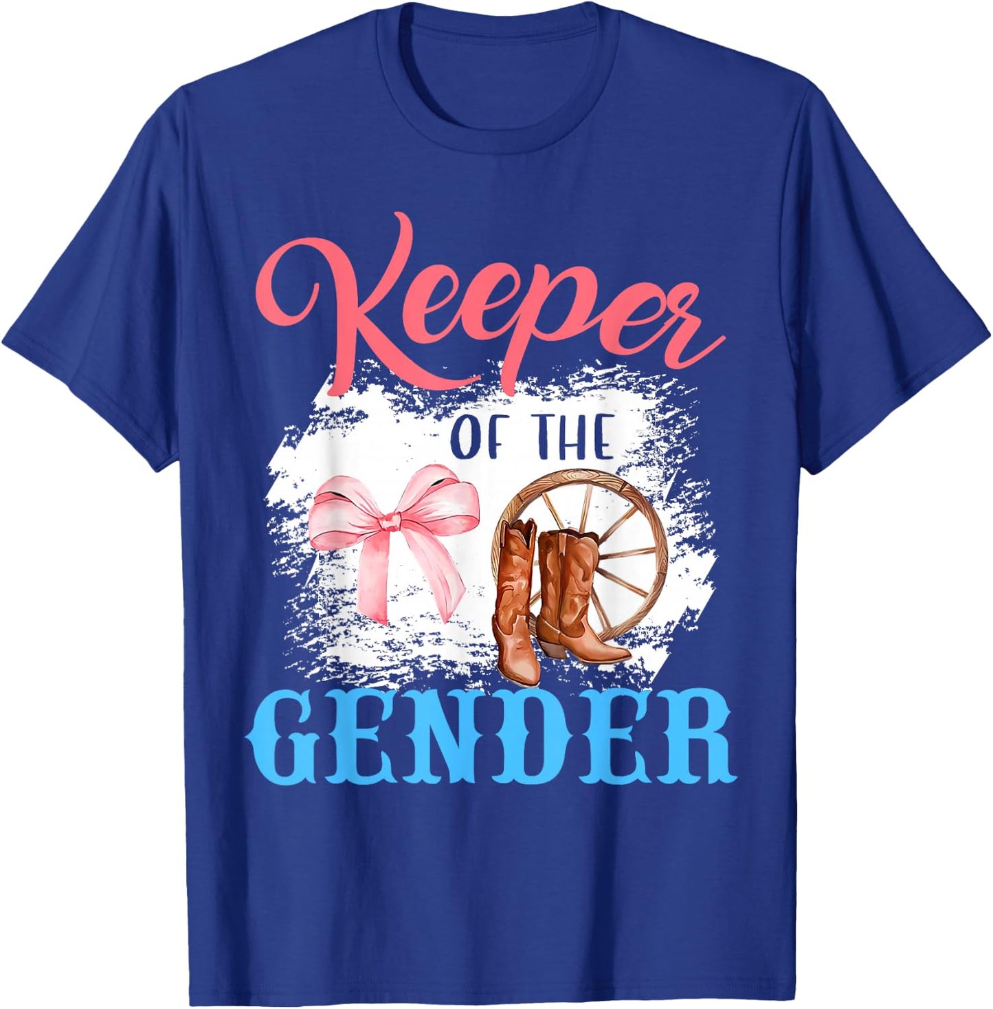Western Gender Reveal Keeper of the Gender Baby Announcement , Small, Black T-Shirt - T-Shirt | Royal