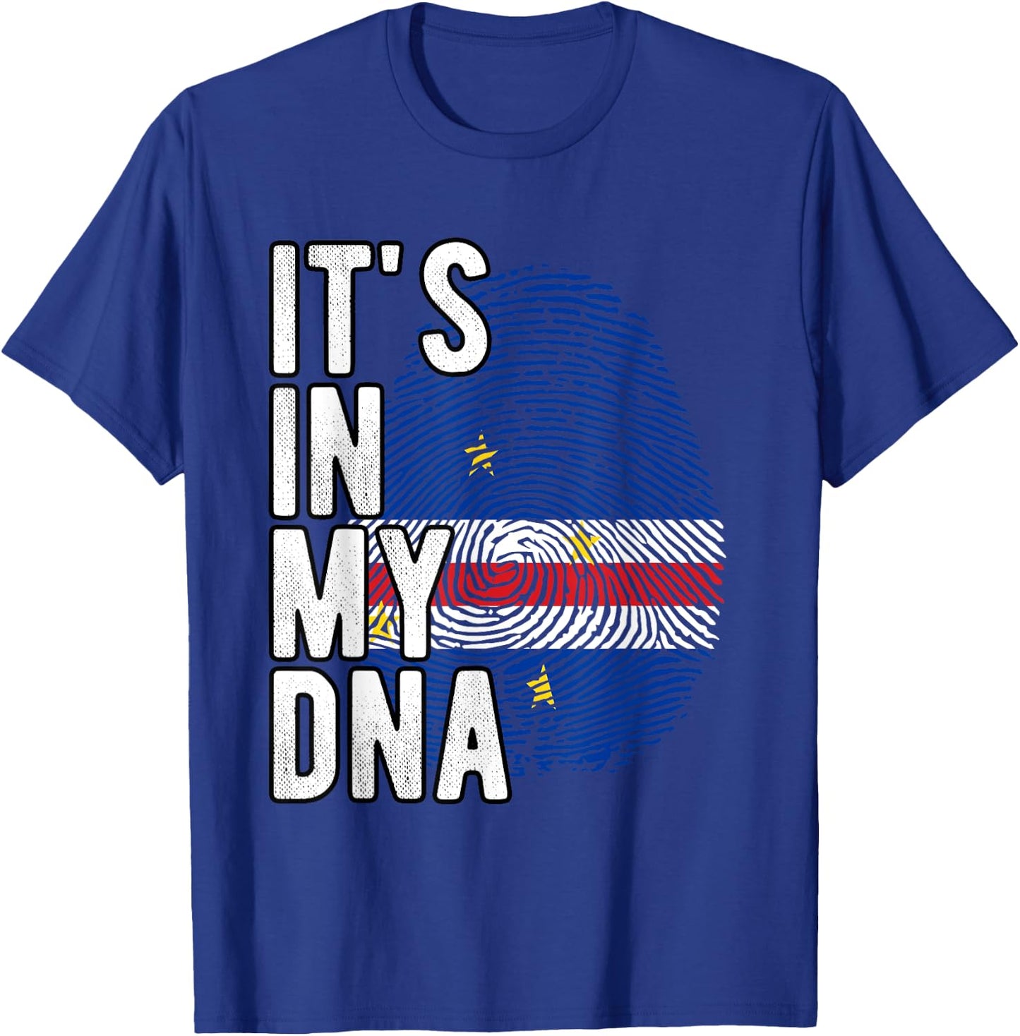 Funny It's in my DNA Flag Cape Verde Fingerprint , Black, S T-Shirt - T-Shirt | Royal