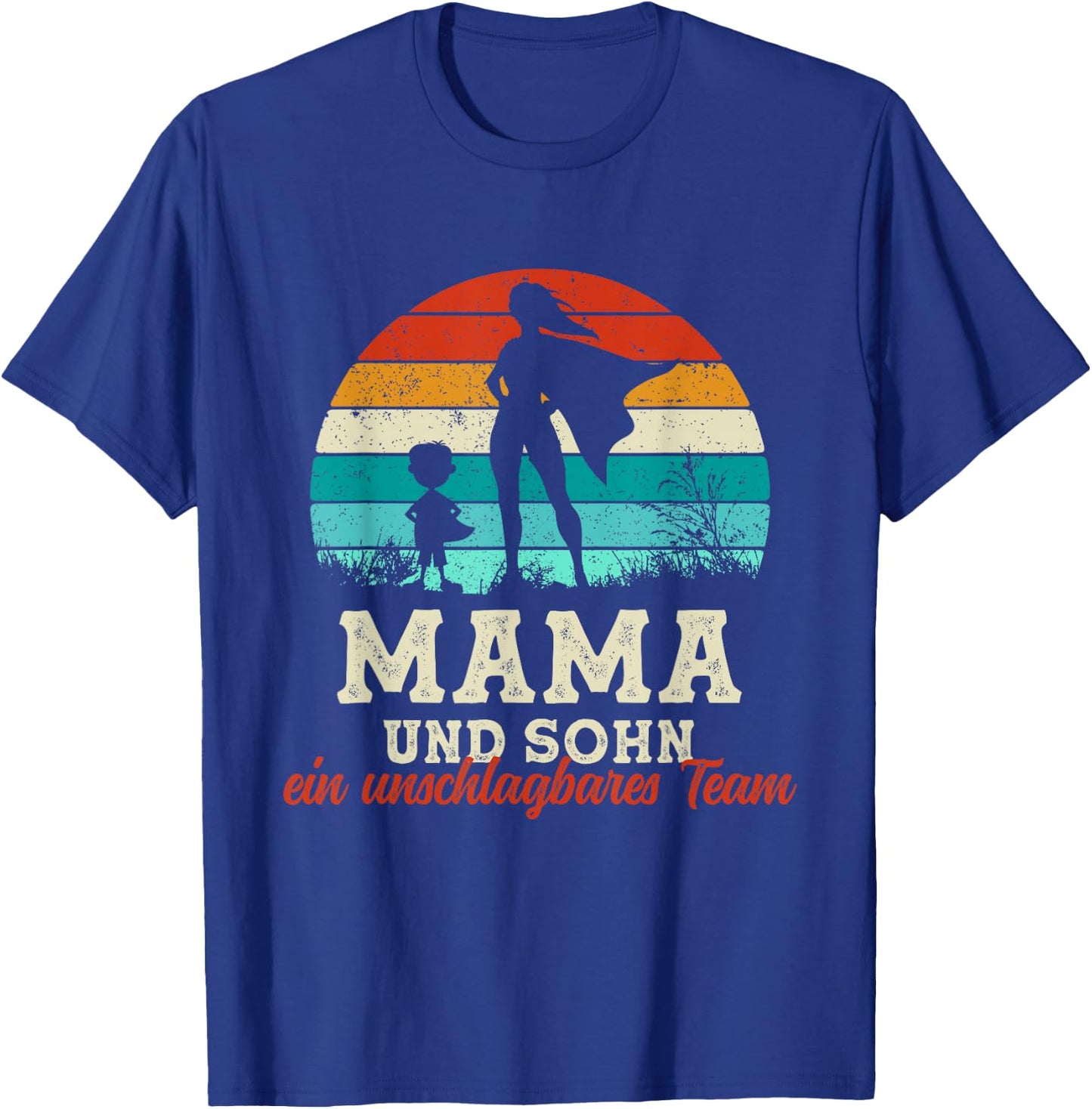 Team Mama and Son Superhero Mother's Day Proud Super Mama T-Shirt - T-Shirt | Royal