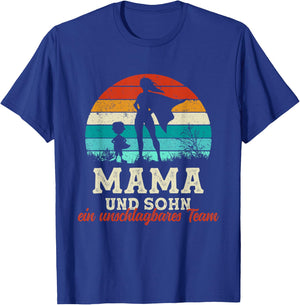 Team Mama and Son Superhero Mother's Day Proud Super Mama T-Shirt - T-Shirt | Royal