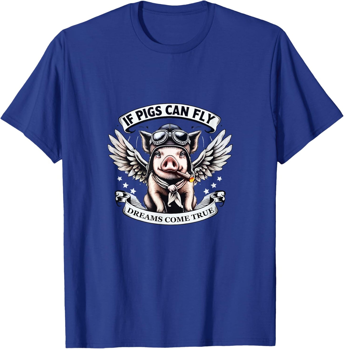 Comic Pig With Wings T-Shirt - T-Shirt | Royal