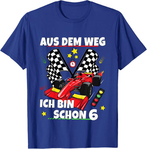 Children's 6th Birthday Boy Girl Racing Car Racing Motorsport T-Shirt - T-Shirt | Royal
