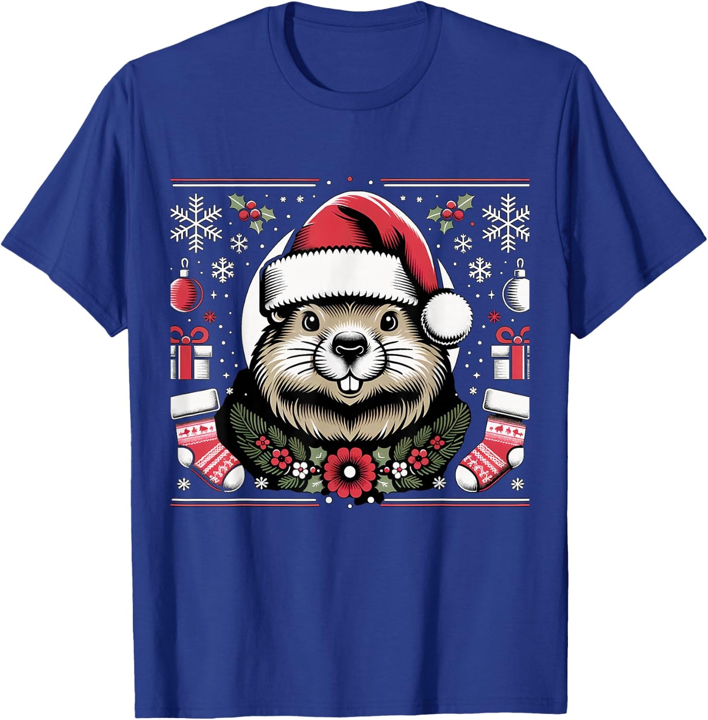 Ugly Christmas Groundhog T-Shirt - T-Shirt | Royal