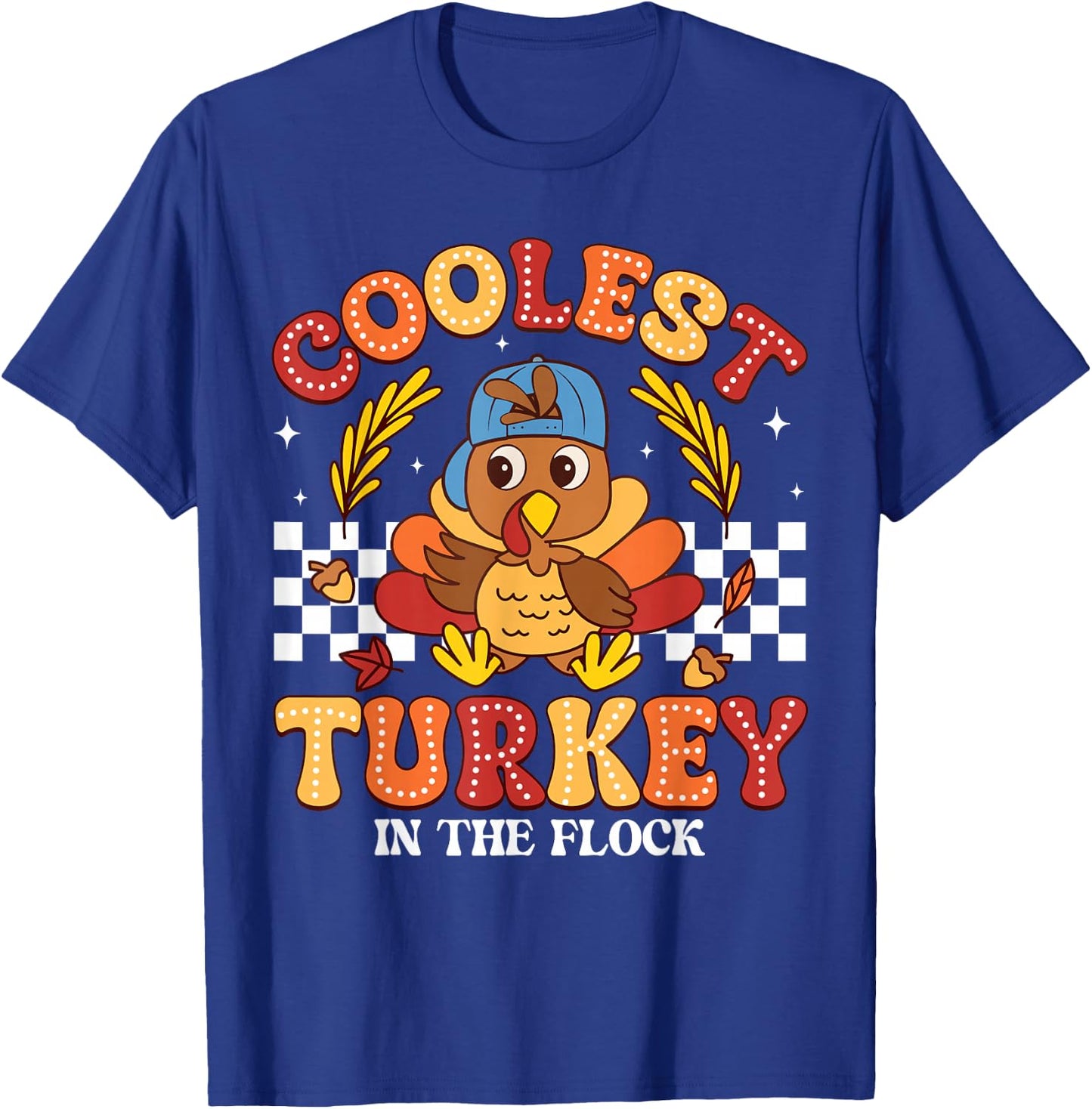 Coolest Turkey In The Flock Thanksgiving Boys Kids Toddlers T-Shirt - T-Shirt | Royal