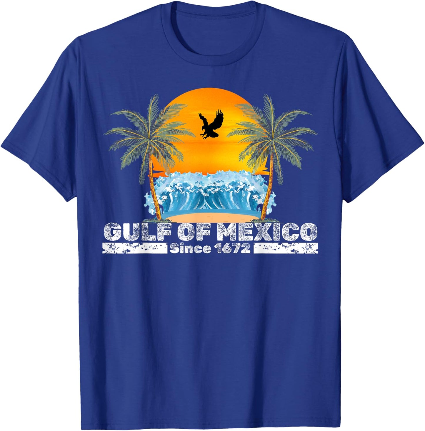 Gulf of Mexico Since 1672 Vintage Beach Gulf of Mexico Retro T-Shirt - T-Shirt | Royal