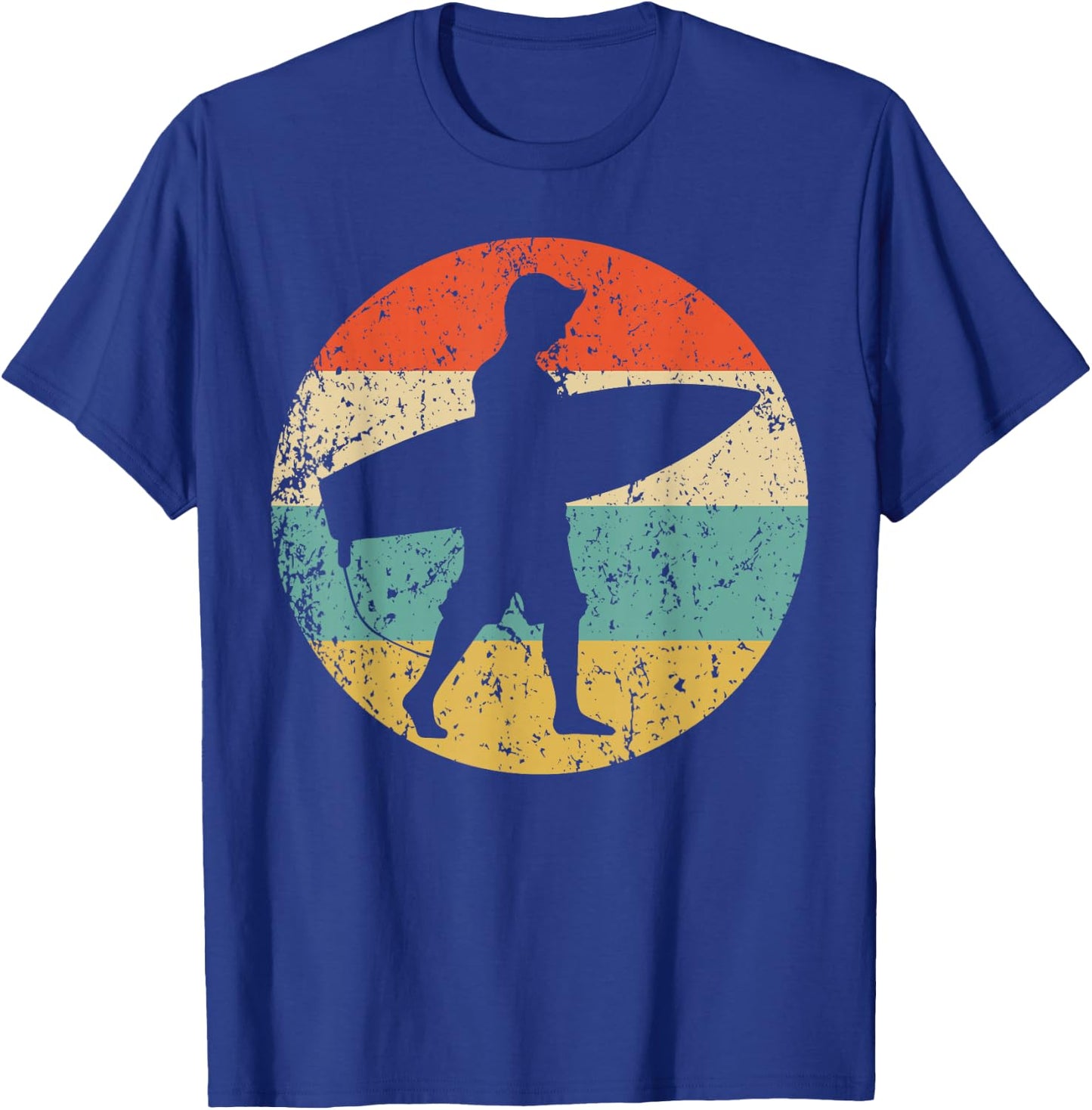 Surfer Silhouette Retro Surfing T-Shirt - T-Shirt | Royal