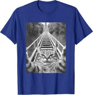 Cat Selfie on Roller coaster Men Women Kids T-Shirt - T-Shirt | Royal