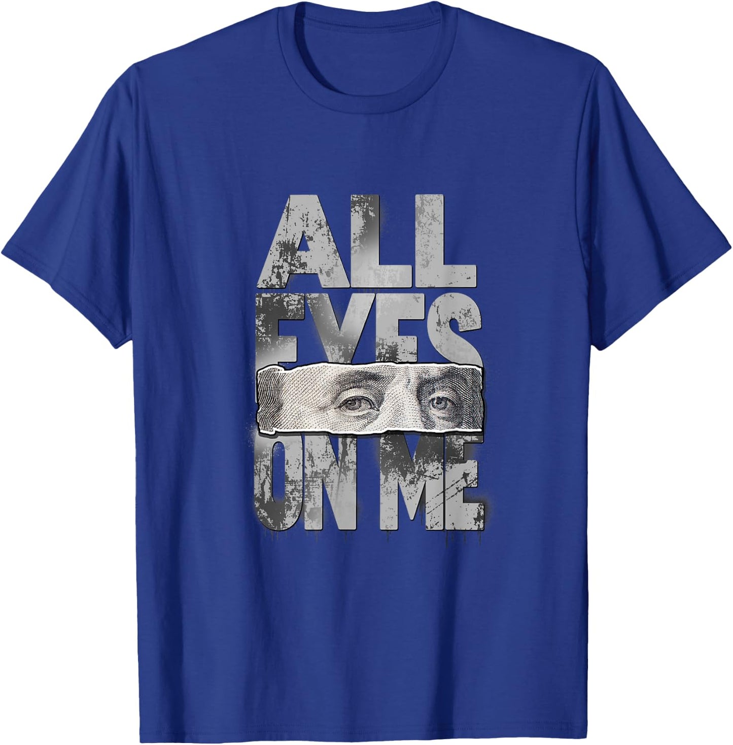 Grey All Eyes On Me Monochrome Color Graphic T-Shirt - T-Shirt | Royal