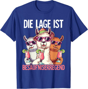 with German Text "Die Lage Ist Besäufniserregend, black T-Shirt - T-Shirt | Royal