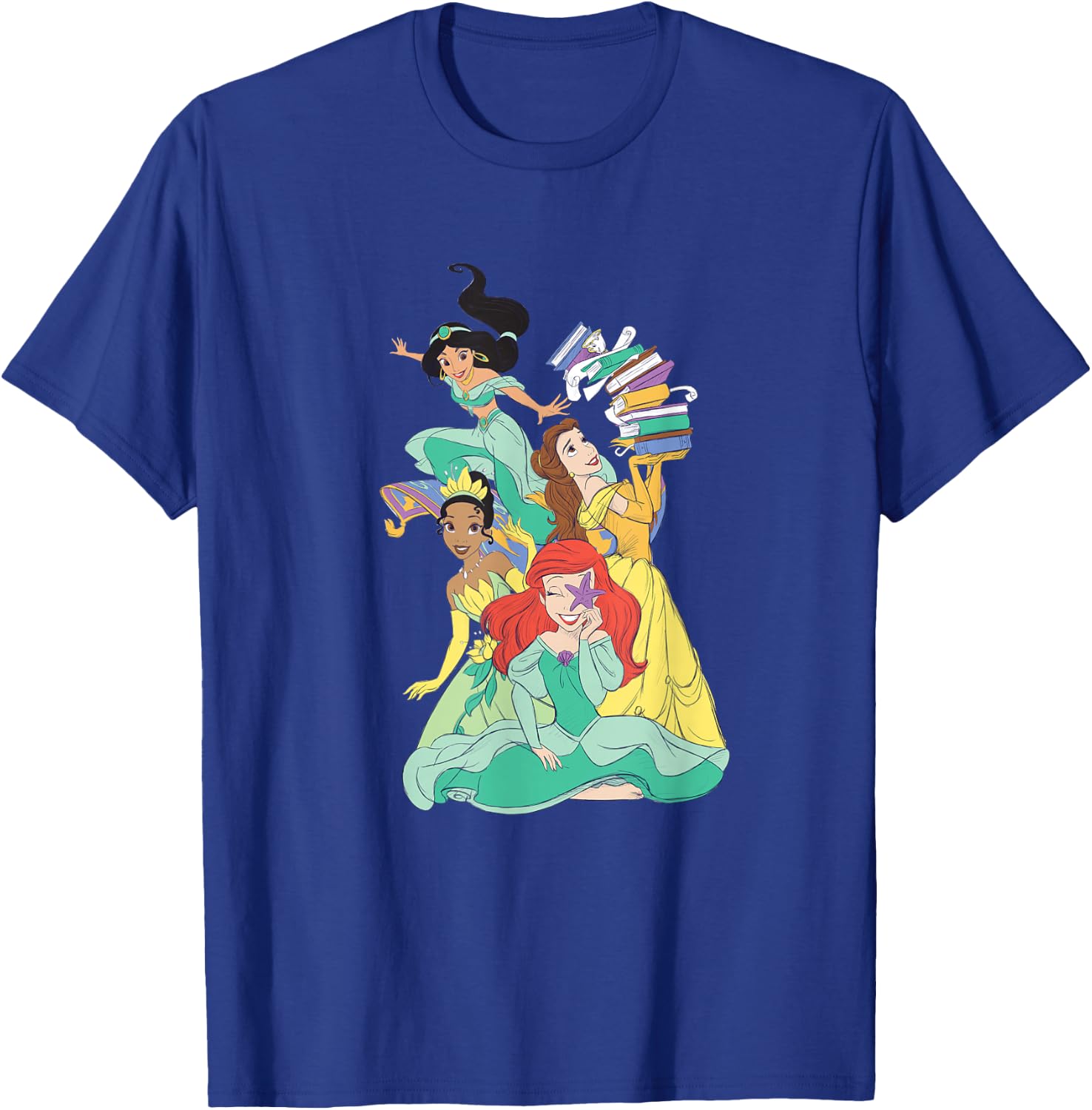 Disney Princess Jasmine Ariel Belle Tiana Pastel Art T-Shirt - T-Shirt | Royal