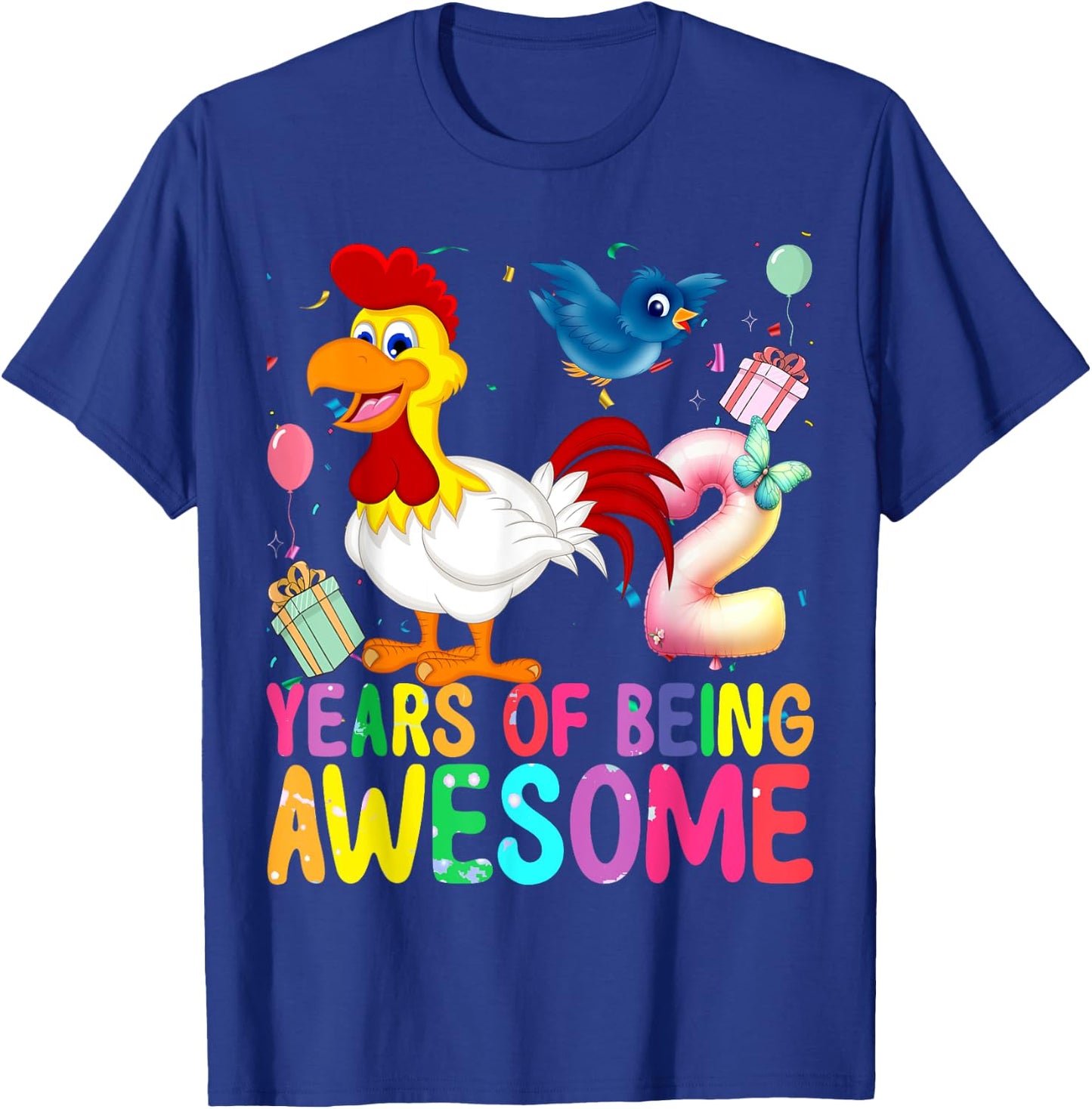 2 Years Old Chicken 2th Birthday Girl Chicken Party T-Shirt - T-Shirt | Royal