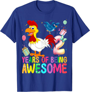 2 Years Old Chicken 2th Birthday Girl Chicken Party T-Shirt - T-Shirt | Royal