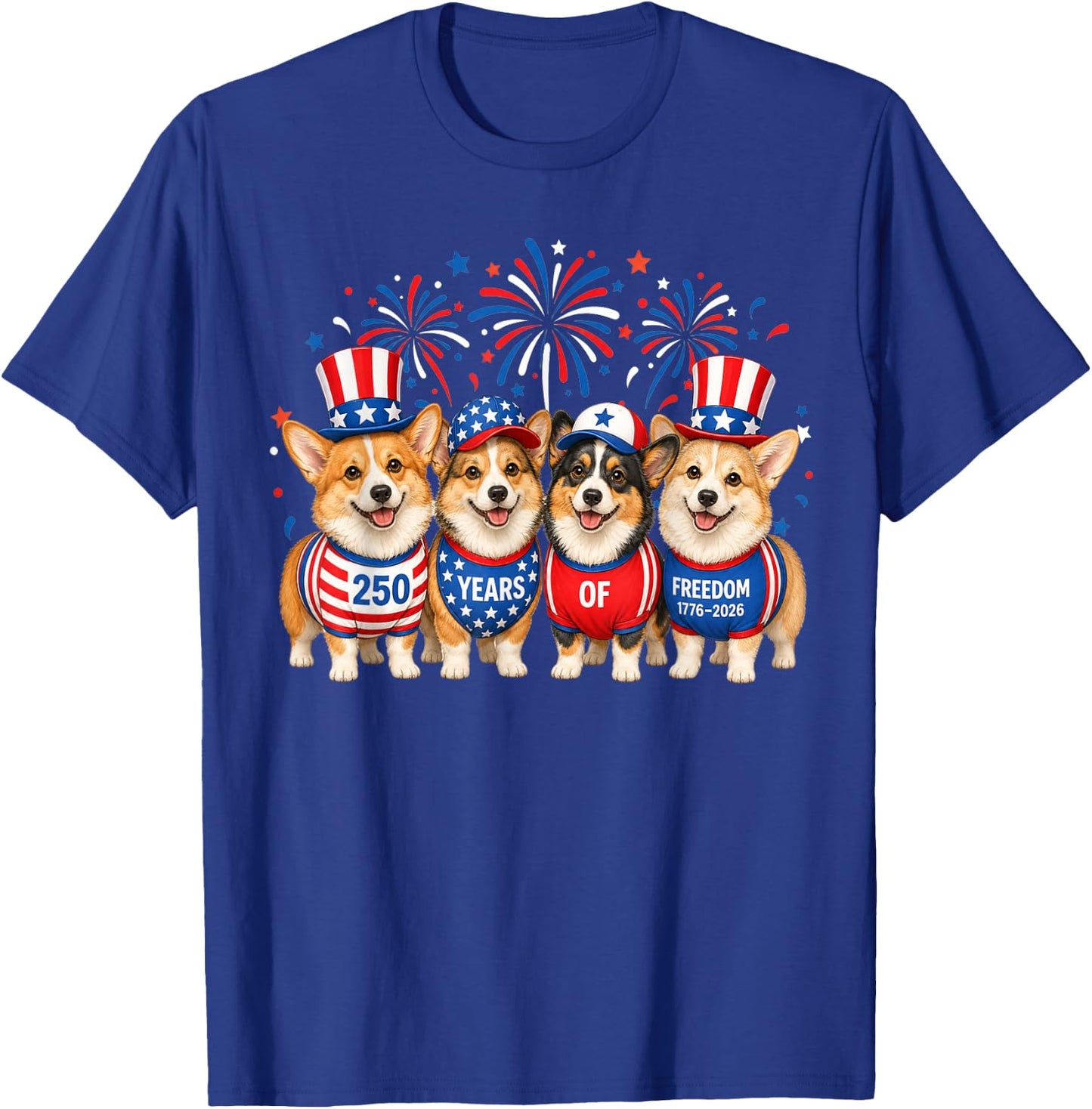 Corgi Dog 250 Years American 1776 2026 4th July T-Shirt - T-Shirt | Royal