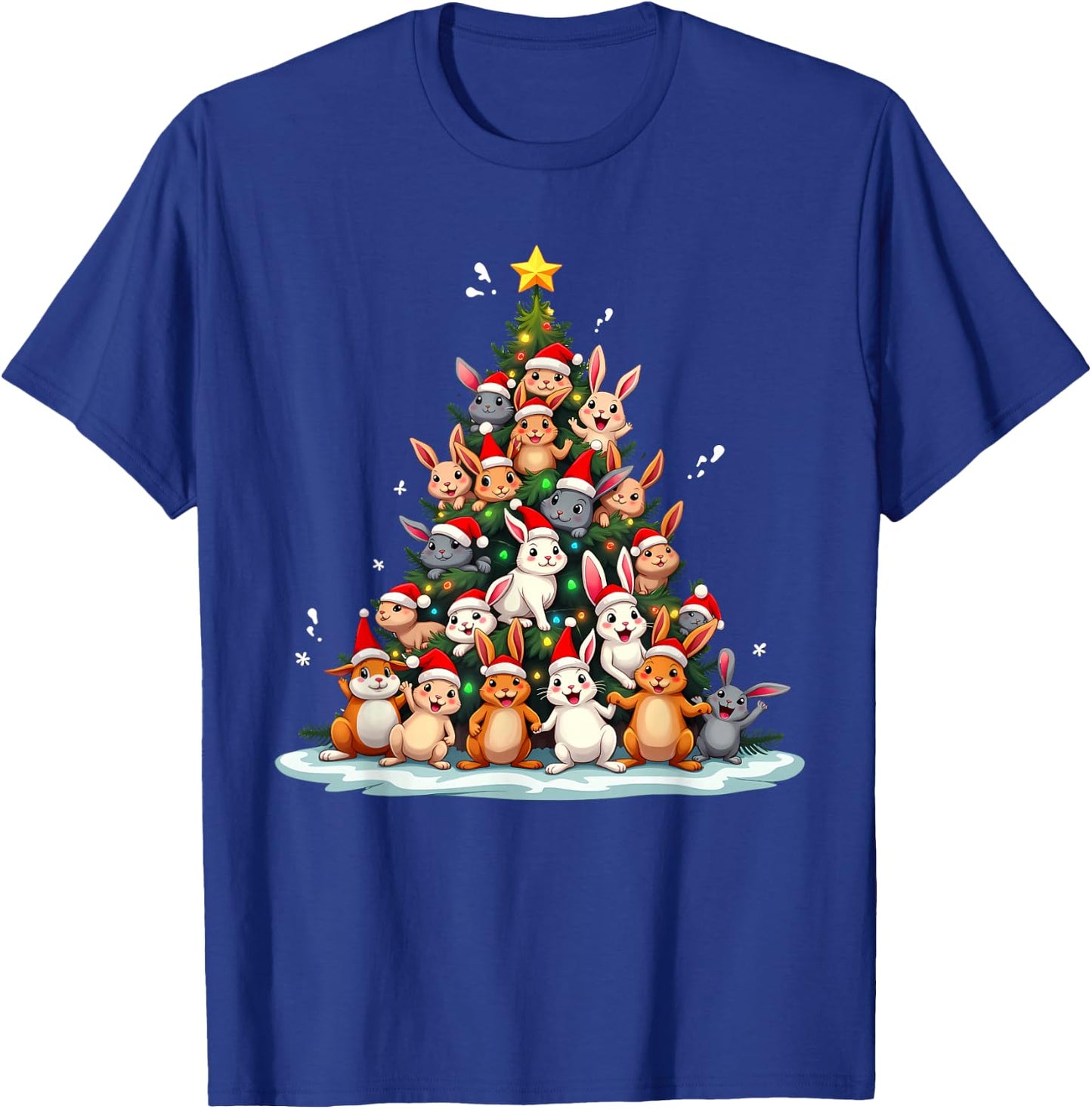 Rabbit Christmas Tree Funny Holiday Bunny T-Shirt - T-Shirt | Royal