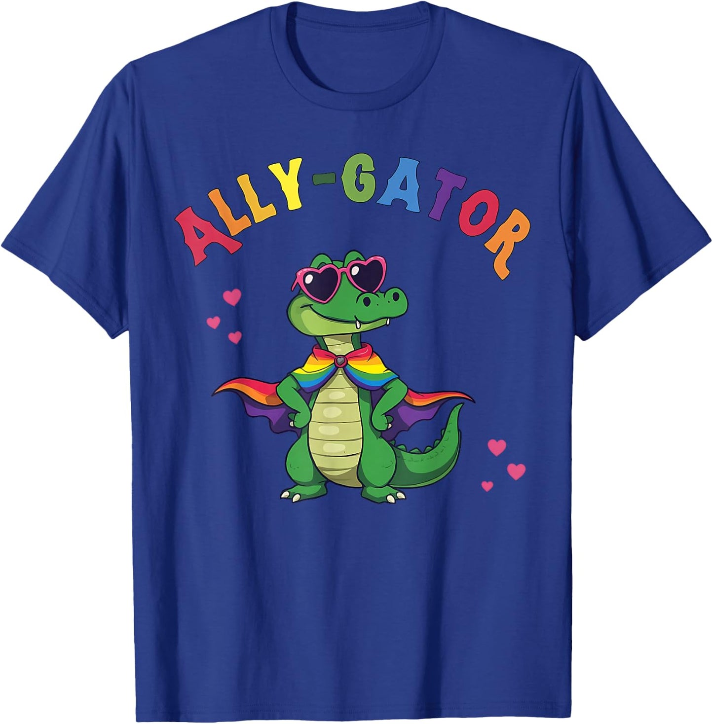 Ally Gator Pride LGBT Rainbow Flag Funny Alligator Men Women T-Shirt - T-Shirt | Royal