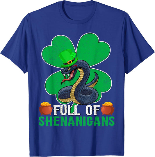 Full Of Shenanigans Leprechaun Snake St. Patrick's Day T-Shirt - T-Shirt | Royal