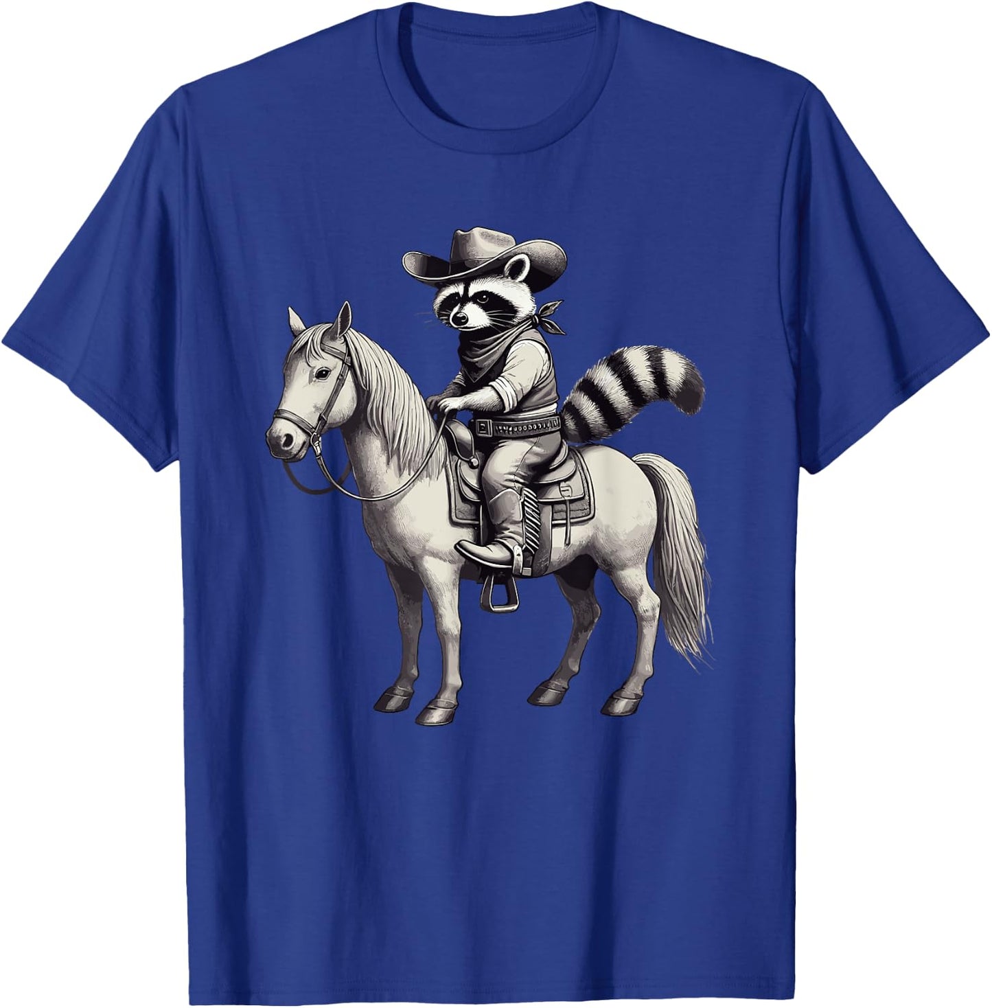 Raccoon Cowboy Vintage, Hat & Horse, Cowgirl, Funny Western T-Shirt - T-Shirt | Royal