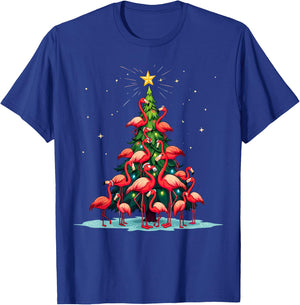 Flamingo Christmas Tree. Funny Pinkie Holiday Flamingo T-Shirt - T-Shirt | Royal