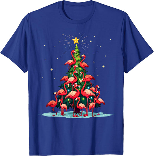Flamingo Christmas Tree. Funny Pinkie Holiday Flamingo T-Shirt - T-Shirt | Royal