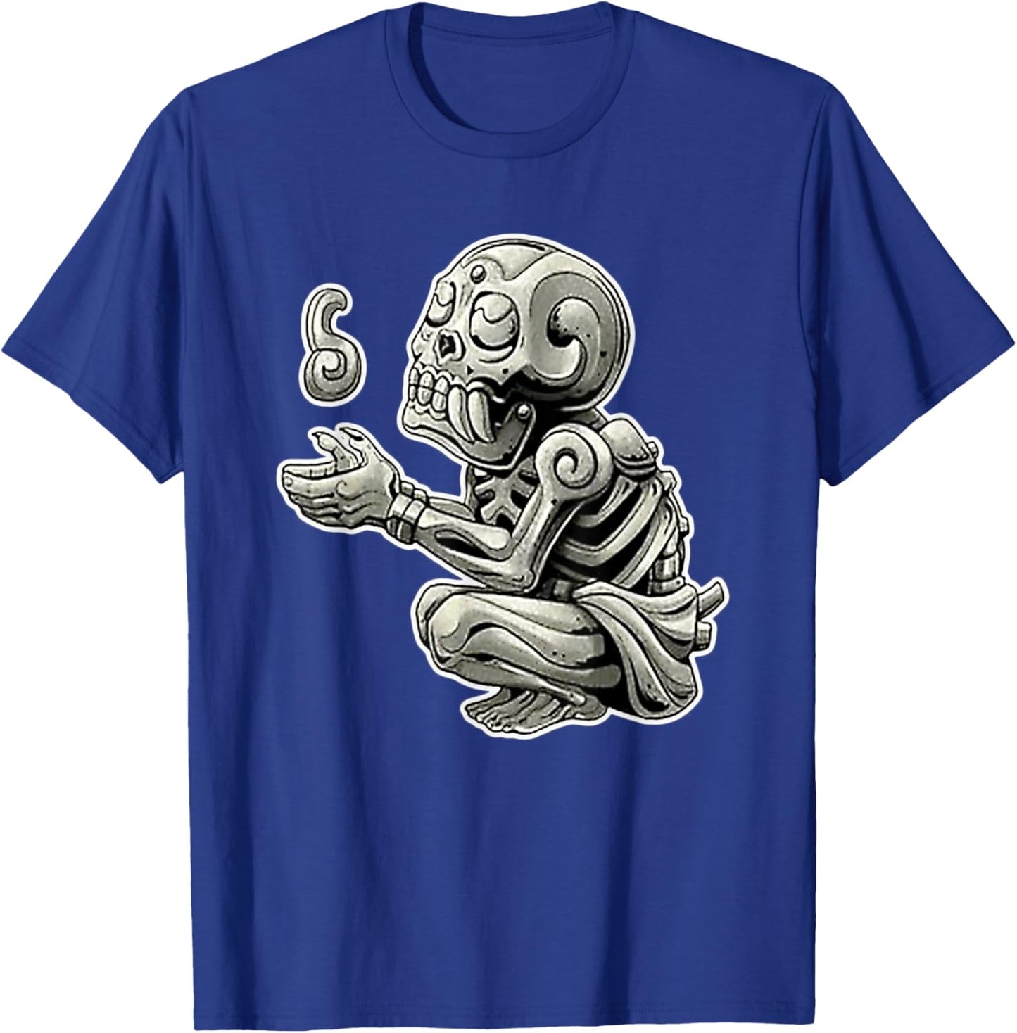 Mictlantecuhtli Aztec god of Death Mayan Blackwork T-Shirt - T-Shirt | Royal